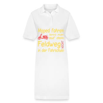 Feldweg Moped Spruch - Stanley/Stella Frauen Bio-Polokleid PAIGER - Weiß - Vorne