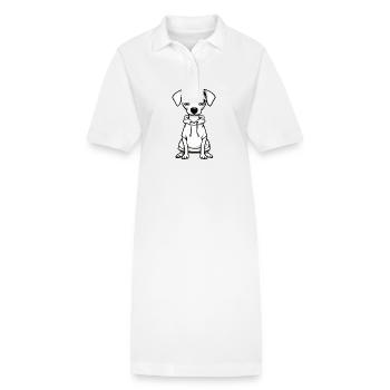 Whippet Hund Lustig - Stanley/Stella Frauen Bio-Polokleid PAIGER - Weiß - Vorne