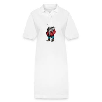Zebra Funny Winter - Stanley/Stella PAIGER Organic Women’s Polo Dress - white - Front