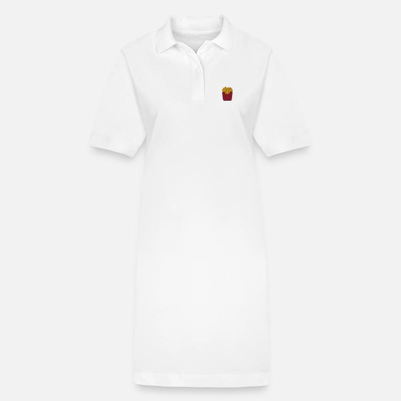 Frites brodées - Robe polo bio PAIGER Stanley/Stella Femme - blanc