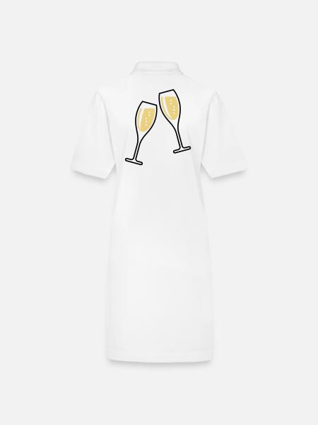 2 Sektgläser (Sekt / Oval / Zu / 2C) - Stanley/Stella Frauen Bio-Polokleid PAIGER - Weiß - Hinten