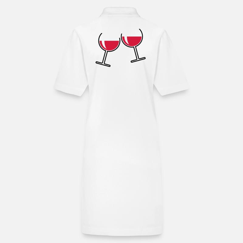 2 Red Wine Glasses (Cheers / Round / Open / 2C) Stanley/Stella PAIGER Organic Women’s Polo Dress