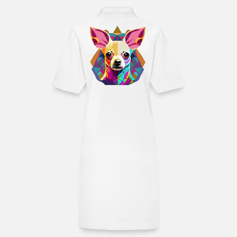 Farbenfrohe Chihuahua Illustration Stanley/Stella Frauen Bio-Polokleid PAIGER