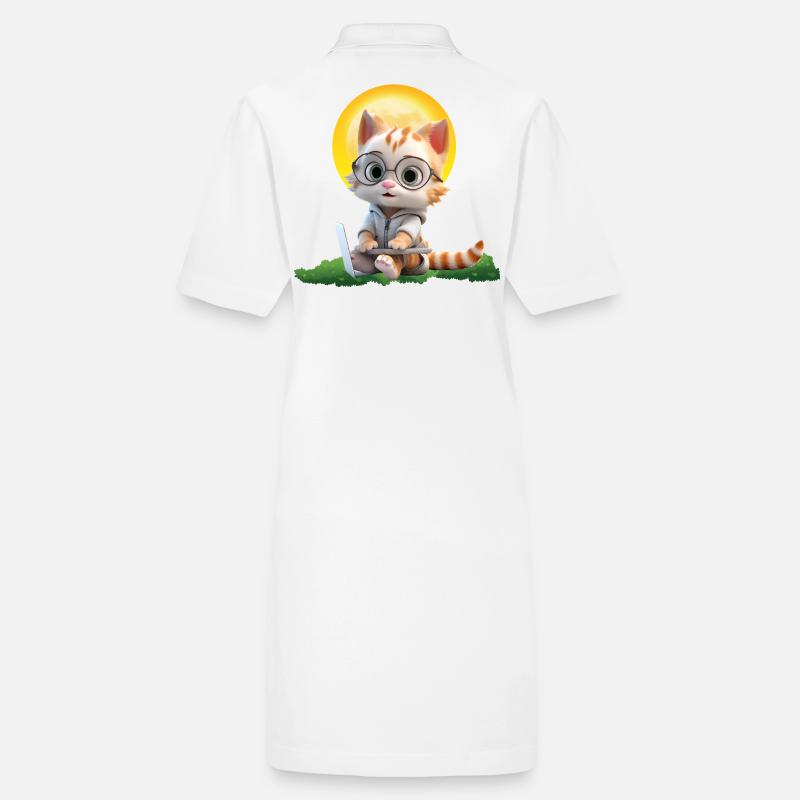 Smart Cat Sun Coder : Impression d’art pour ordinateur portable chaton Robe polo bio PAIGER Stanley/Stella Femme
