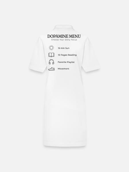 Dopamine Menu Backprint – Aesthetic Self Care - Stanley/Stella Frauen Bio-Polokleid PAIGER - Weiß - Hinten