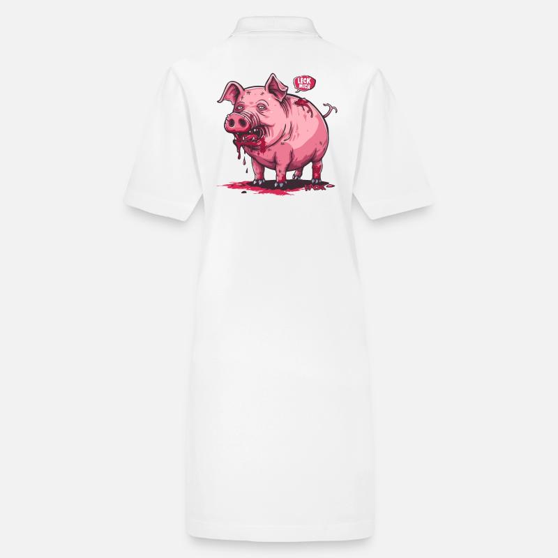 Leck mich, abgewracktes Zombie Schwein Stanley/Stella Frauen Bio-Polokleid PAIGER