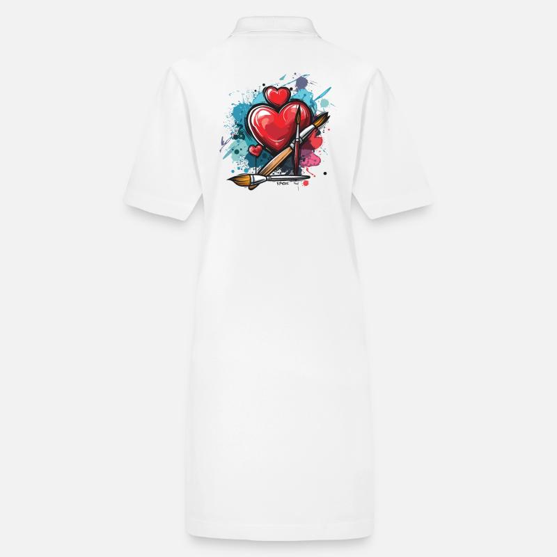 Art Graffiti : pinceaux et cœurs Robe polo bio PAIGER Stanley/Stella Femme