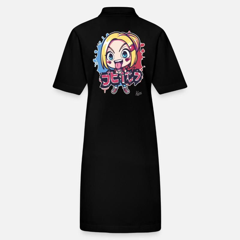 Chibi Freches Cartoon-Mädchen Stanley/Stella Frauen Bio-Polokleid PAIGER