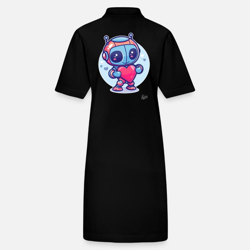 süßer cooler Roboter mit Herz und Liebe Stanley/Stella Frauen Bio-Polokleid PAIGER