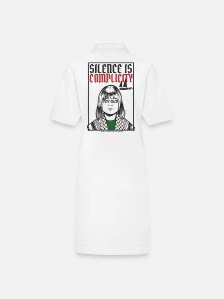 Silence is complicity, Free Gaza, Free Palestine - Stanley/Stella PAIGER Organic Women’s Polo Dress - white - Back