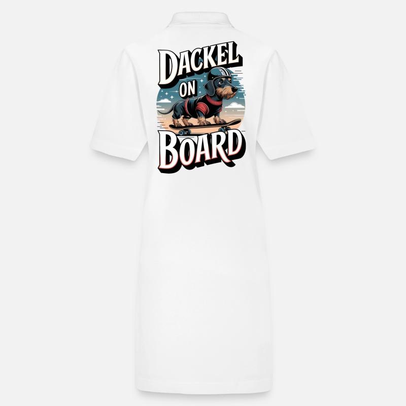 Teckel à bord Teckel à poil dur sur le skateboard Robe polo bio PAIGER Stanley/Stella Femme