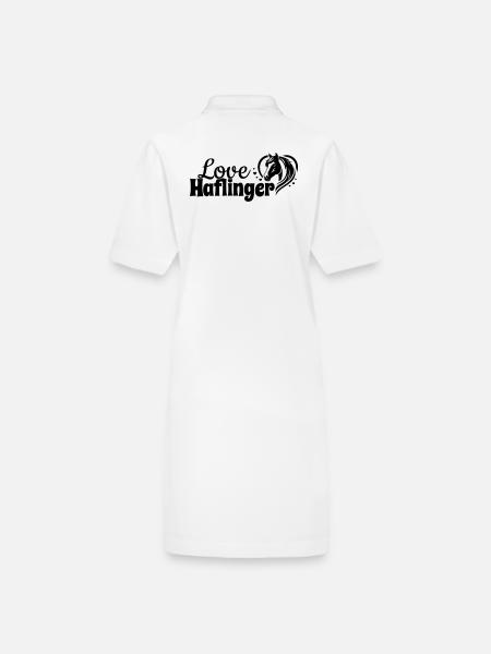 Haflinger Love Heart Horse Head - Stanley/Stella PAIGER Organic Women’s Polo Dress - white - Back