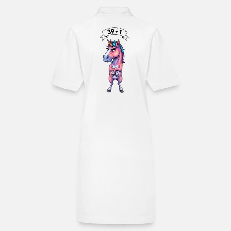 40. Geburtstag Geschenk – 39 + 1 Einhorn Stanley/Stella Frauen Bio-Polokleid PAIGER