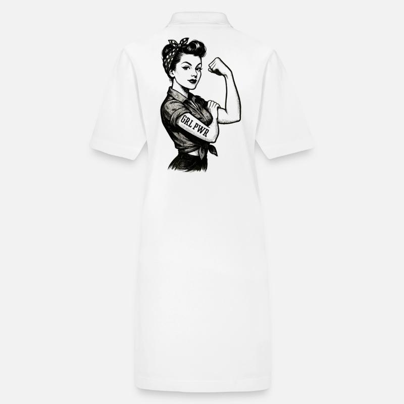 Strong Woman GRL PWR Rockabilly Biceps Arm Gift Stanley/Stella PAIGER Organic Women’s Polo Dress