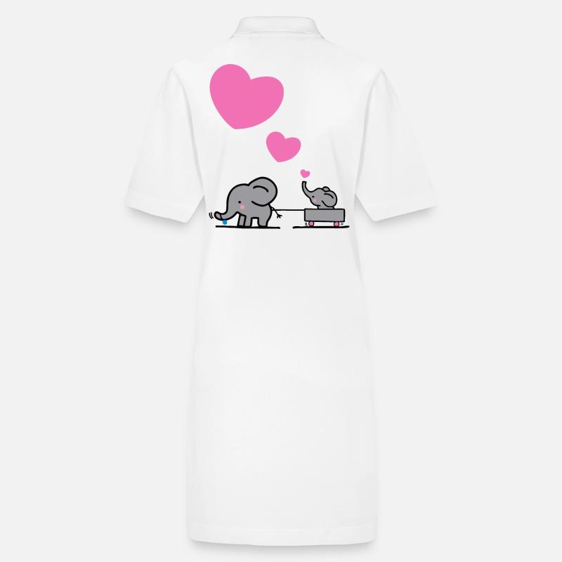 Großer Elefant zieht kleinen Elefanten mit Herz Stanley/Stella Frauen Bio-Polokleid PAIGER