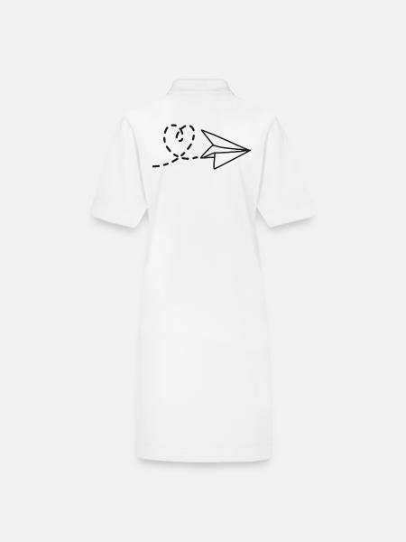 Amour et aventure coeur avec avion en papier - Robe polo bio PAIGER Stanley/Stella Femme - blanc - Dos