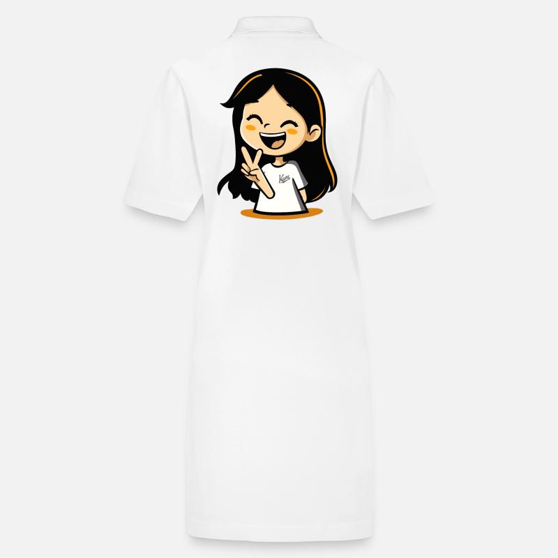 Fröhliches Cartoon-Mädchen mit Peace-Zeichen Stanley/Stella Frauen Bio-Polokleid PAIGER