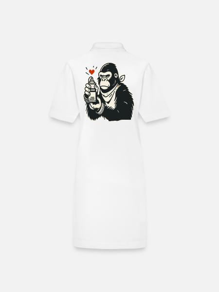 Graffiti Street Art Gorille avec Bombe aérosol - Robe polo bio PAIGER Stanley/Stella Femme - blanc - Dos