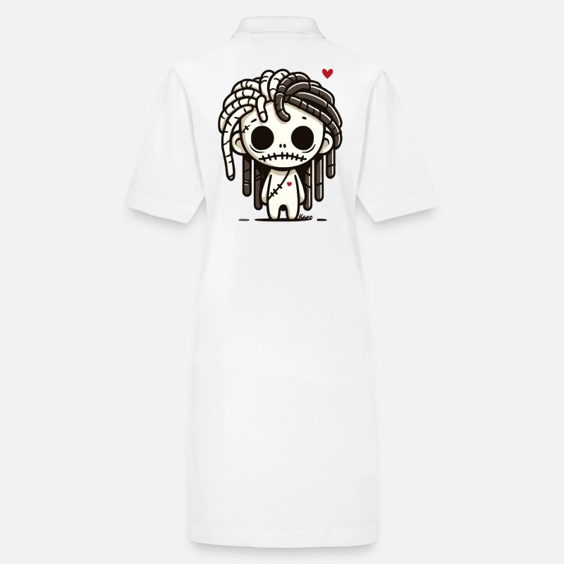 Kleiner Voodoo-Zombie mit Dreadlocks Stanley/Stella Frauen Bio-Polokleid PAIGER