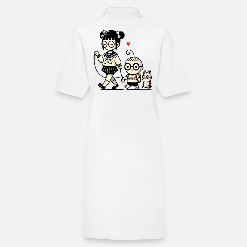 japanisches Schulmädchen, kleiner Brudermit Hund Stanley/Stella Frauen Bio-Polokleid PAIGER