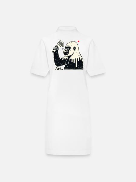 Gorilla artist, customer with brush and paint - Stanley/Stella PAIGER Organic Women’s Polo Dress - white - Back