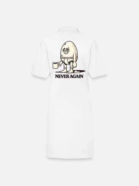 Müdes Morgen-Ei mit Kaffee – „Nie Wieder“ - Stanley/Stella Frauen Bio-Polokleid PAIGER - Weiß - Hinten