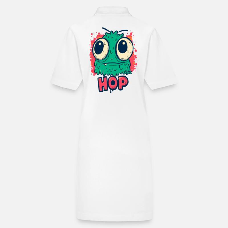Cute Monster With Big Eyes Hop Stanley/Stella PAIGER Organic Women’s Polo Dress