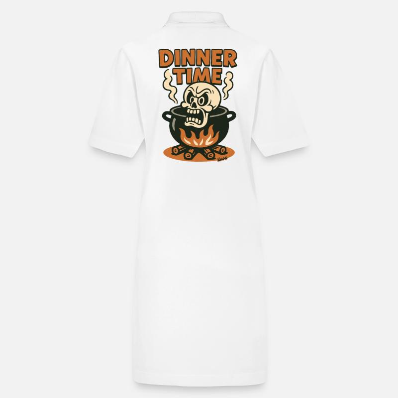Angry skull in cooking pot for dinner Stanley/Stella PAIGER Organic Women’s Polo Dress