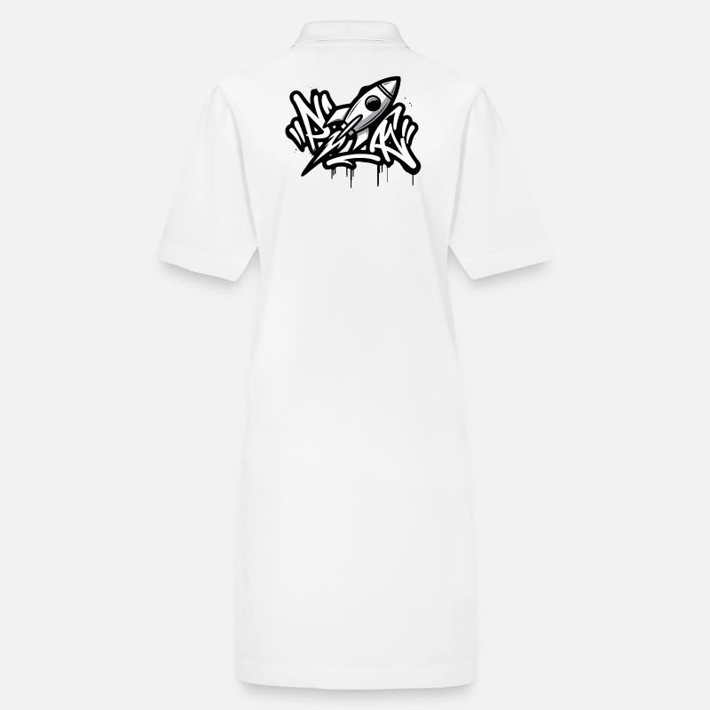 Fusée graffiti en noir et blanc Robe polo bio PAIGER Stanley/Stella Femme