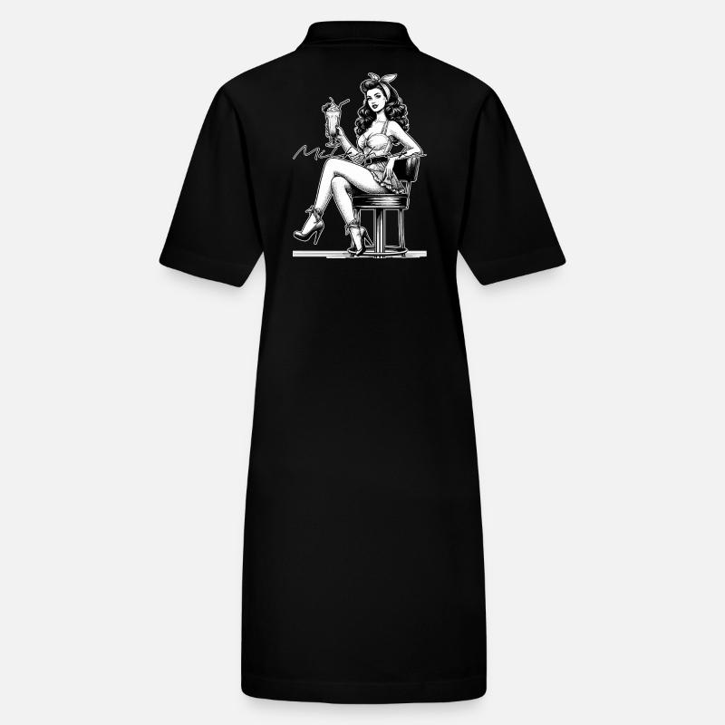 Milkshake Rockabilly Pin Up Black and White Gift Stanley/Stella PAIGER Organic Women’s Polo Dress