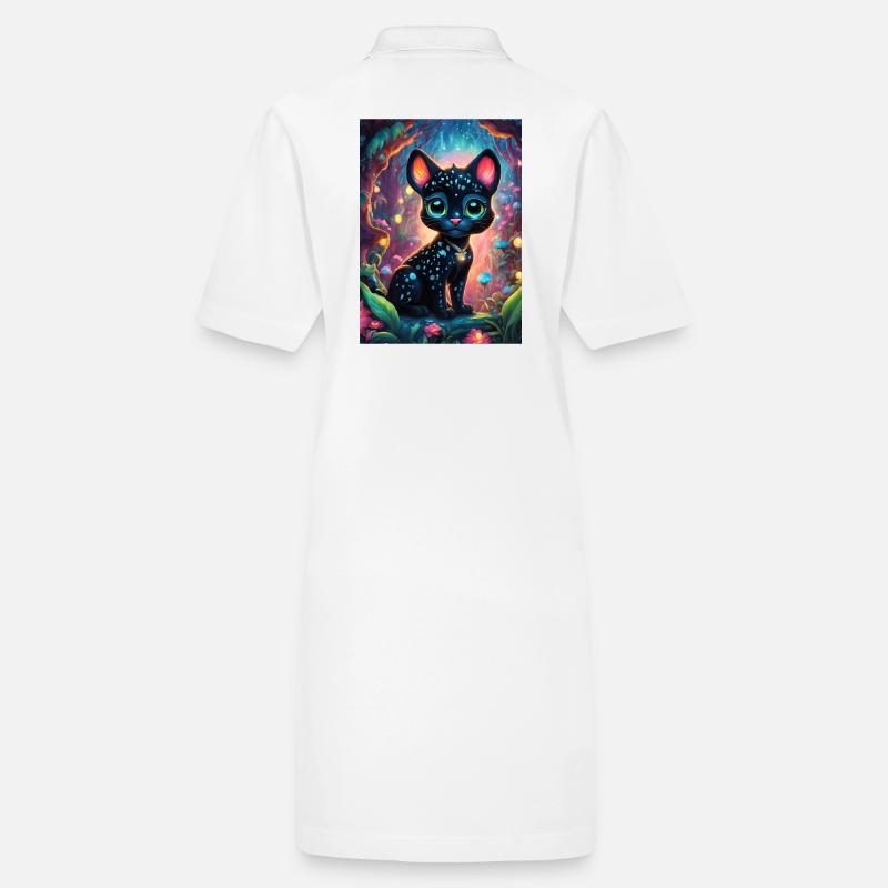 Ein niedlicher kleiner Chibi-Panther Stanley/Stella Frauen Bio-Polokleid PAIGER