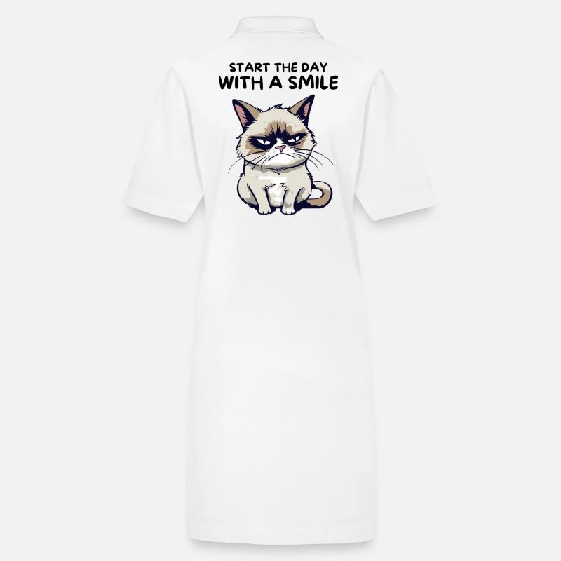Start the Day with a Smile - Lustige Grumpy Katze Stanley/Stella Frauen Bio-Polokleid PAIGER