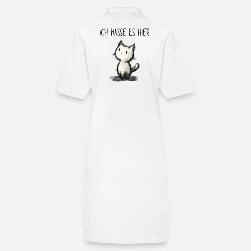Ich hasse es hier Süße weiße Katze Sarkasmus Stanley/Stella Frauen Bio-Polokleid PAIGER