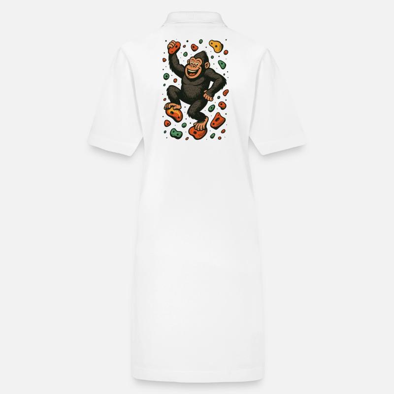 Bouldering Gorilla Monkey Climbing Retro Gift Stanley/Stella PAIGER Organic Women’s Polo Dress