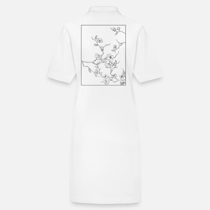 Floral Design Kirschblüten Outline Schwarz Stanley/Stella Frauen Bio-Polokleid PAIGER