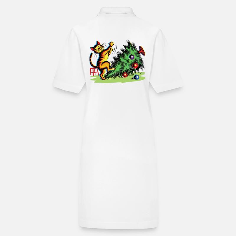 Drôle de chat Noël style vintage rétro Robe polo bio PAIGER Stanley/Stella Femme