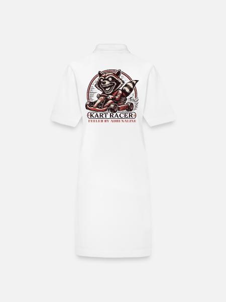 Kartfahrer Adrenalin Getrieben Go-Kart - Stanley/Stella Frauen Bio-Polokleid PAIGER - Weiß - Hinten