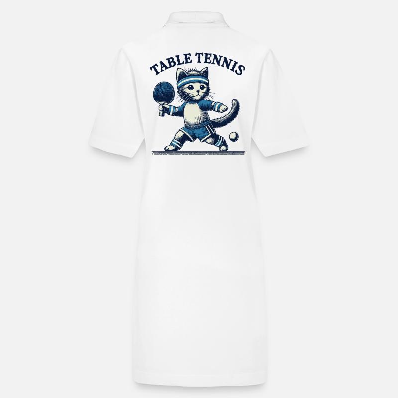 chat mignon tennis de table rétro design vintage Robe polo bio PAIGER Stanley/Stella Femme