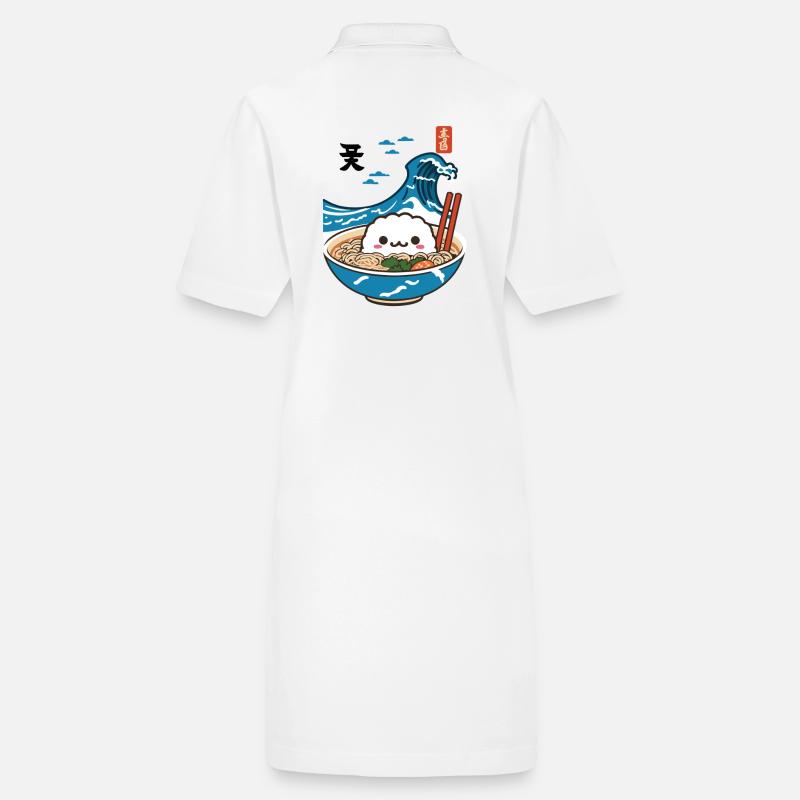 Kawaii Ramen Ukiyo-E Japanisch Retro Ästhetik - Stanley/Stella Frauen Bio-Polokleid PAIGER - Weiß