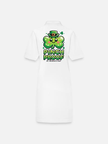 Pinch Proof Shamrock for St. Patrick's Day - Stanley/Stella PAIGER Organic Women’s Polo Dress - white - Back