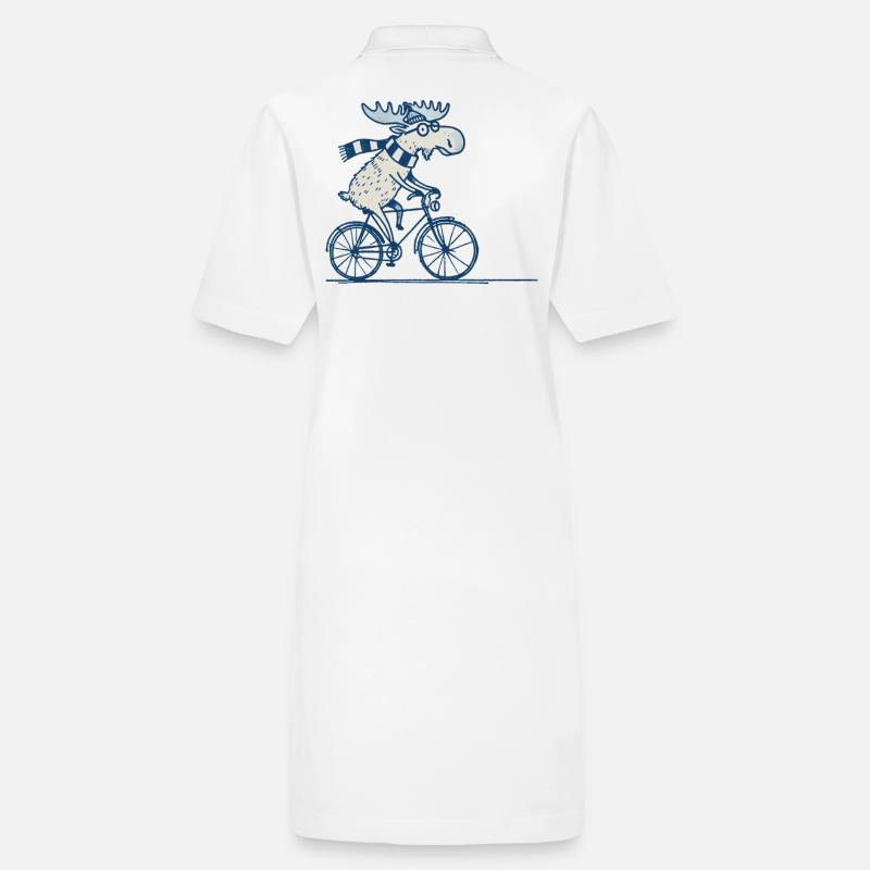 conception de dessin animé de vélo d’orignal avec humour dans le rétro Robe polo bio PAIGER Stanley/Stella Femme