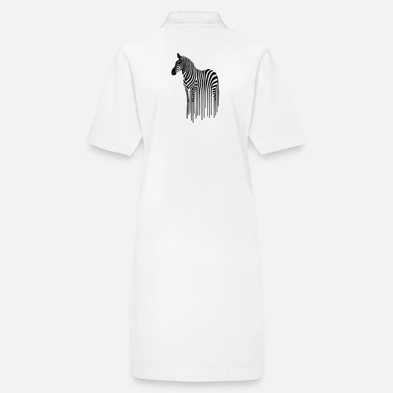 Zebra line art on black and white Stanley/Stella PAIGER Organic Women’s Polo Dress