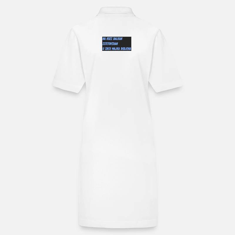 Balkan slogan in blue on black Stanley/Stella PAIGER Organic Women’s Polo Dress