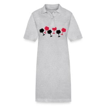 Rotwein Glas Wein Symbol - Stanley/Stella Frauen Bio-Polokleid PAIGER - Grau meliert - Vorne