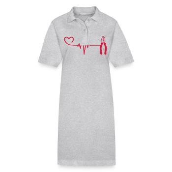 Zange Puls Herz Liebe - Stanley/Stella Frauen Bio-Polokleid PAIGER - Grau meliert - Vorne