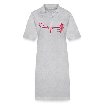 Spieß Kebab Grill Puls herzschlag liebe - Stanley/Stella Frauen Bio-Polokleid PAIGER - Grau meliert - Vorne