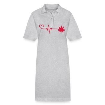 Hemp Leaf Pulse Heart Love - Stanley/Stella PAIGER Organic Women’s Polo Dress - heather grey - Front