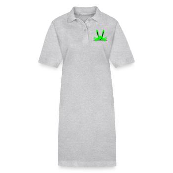 Hase versteckt sich schüchtern hinter Mauer Zaun - Stanley/Stella Frauen Bio-Polokleid PAIGER - Grau meliert - Vorne