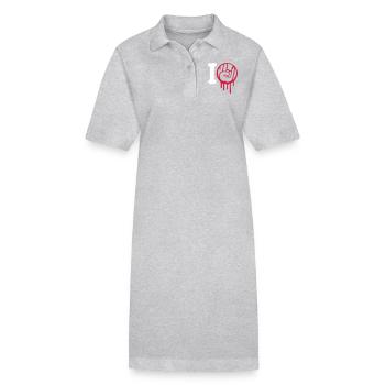 I Love Heavy Metal Hard Rock Music Hand Gesture Heart - Stanley/Stella PAIGER Organic Women’s Polo Dress - heather grey - Front