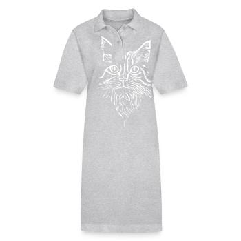 Chat - vecteur - Robe polo bio PAIGER Stanley/Stella Femme - gris chiné - Devant